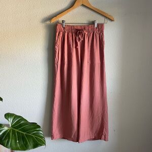 Thread & Supply Wide Leg Cropped Pull-On Drawstring Pants in Brick Dust